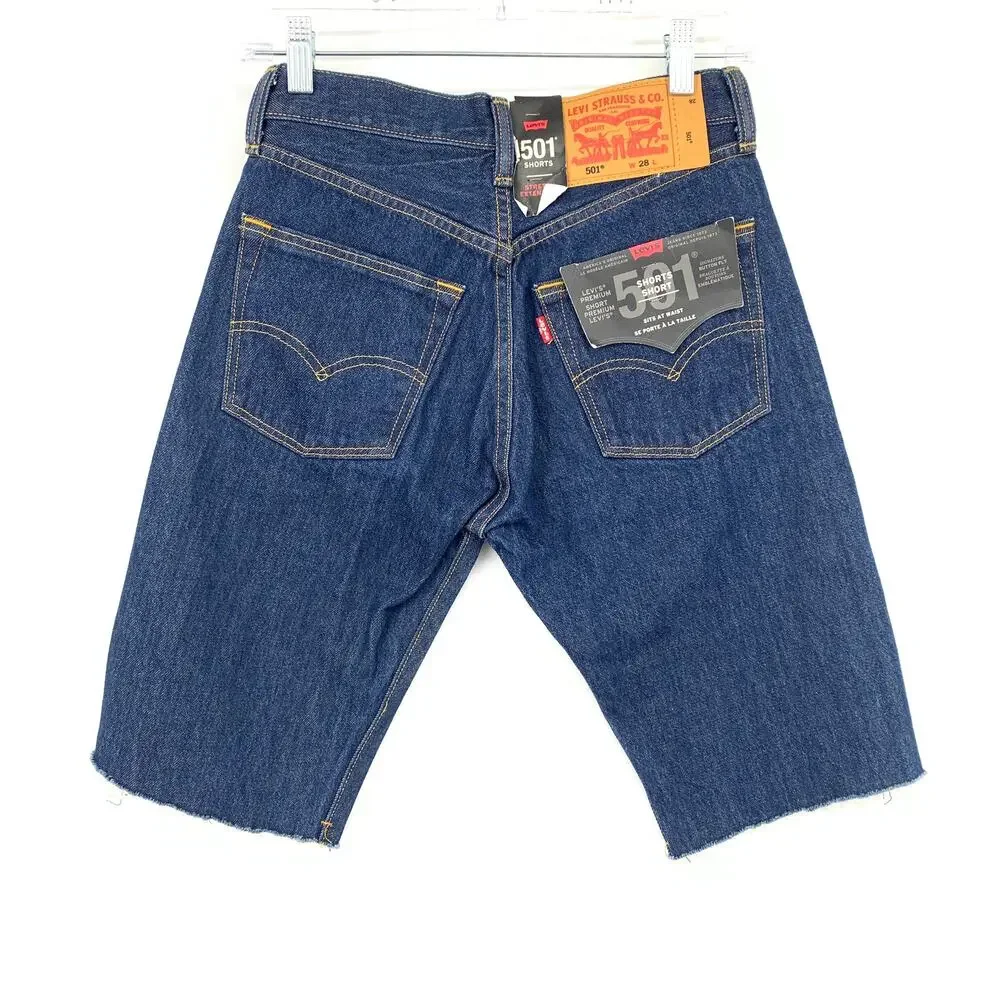 Levis 501 Jean Shorts Womens Size 28 Medium Wash Denim Button Fly NEW